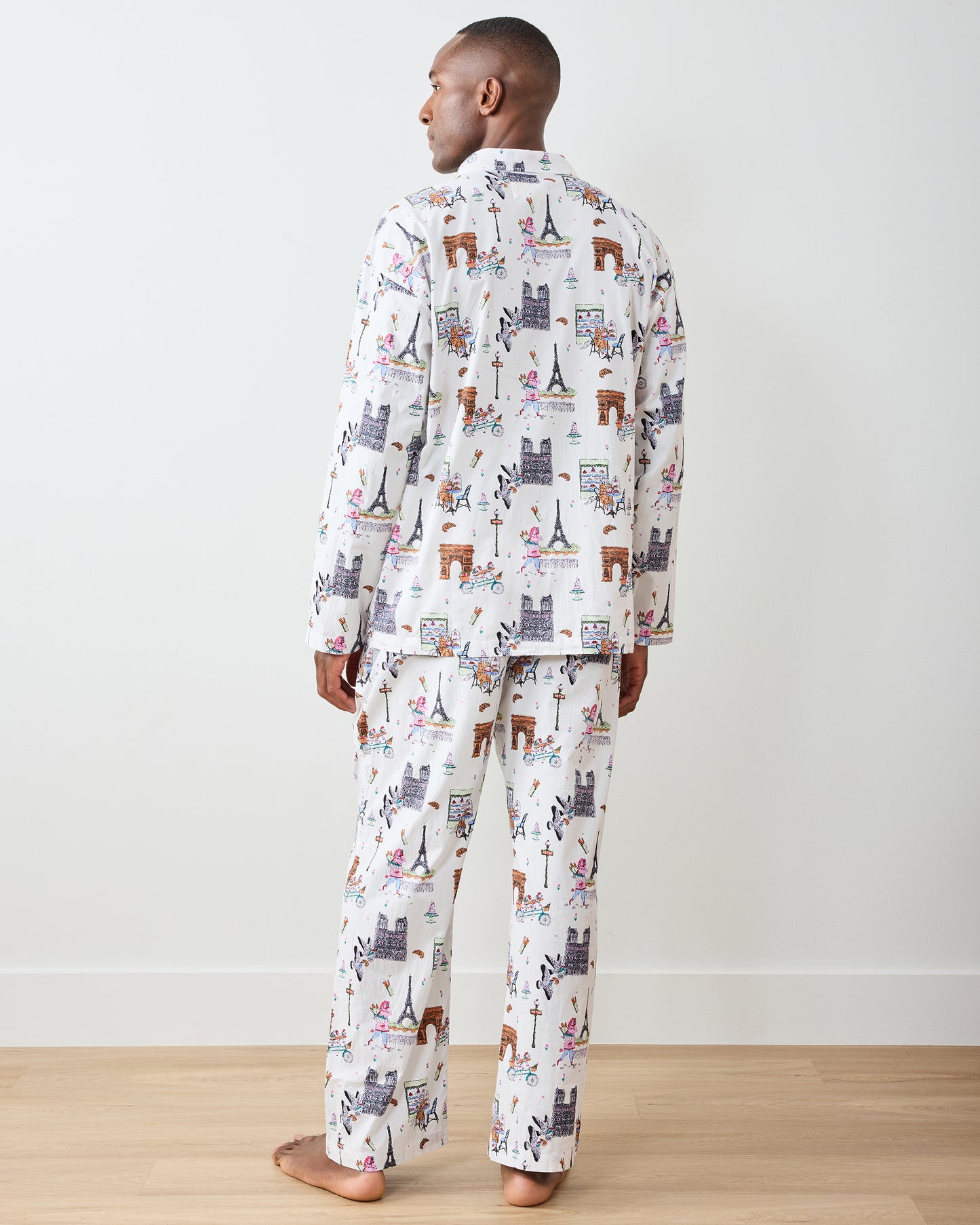 Paris Getaway - Men's Long PJ Set - Cloud - Printfresh