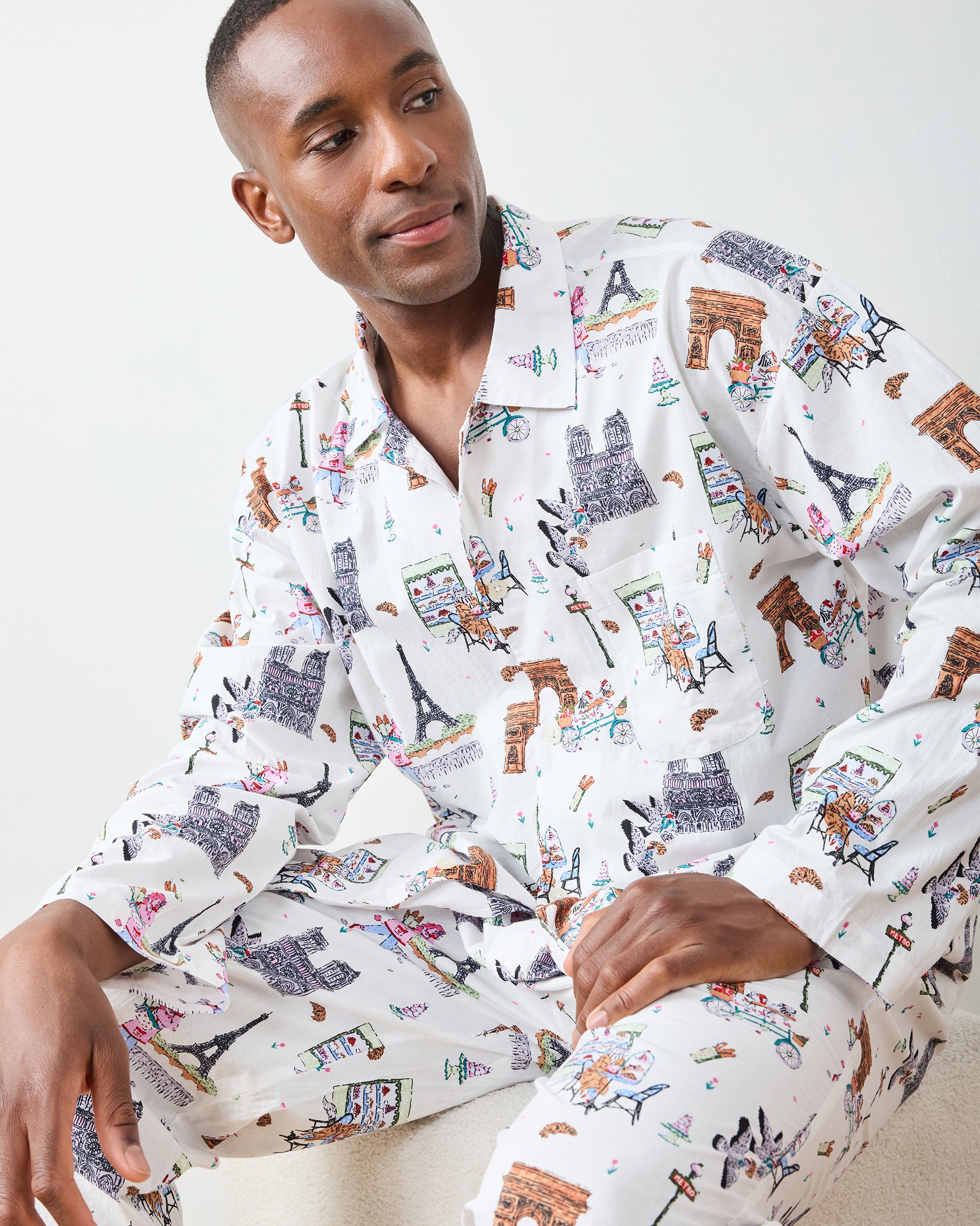 Paris Getaway - Men's Long PJ Set - Cloud – Printfresh