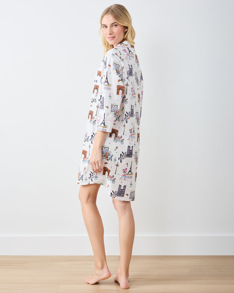 Organic Cotton Sleep Shirt in Paris Getaway | Women's Plus Size 6X