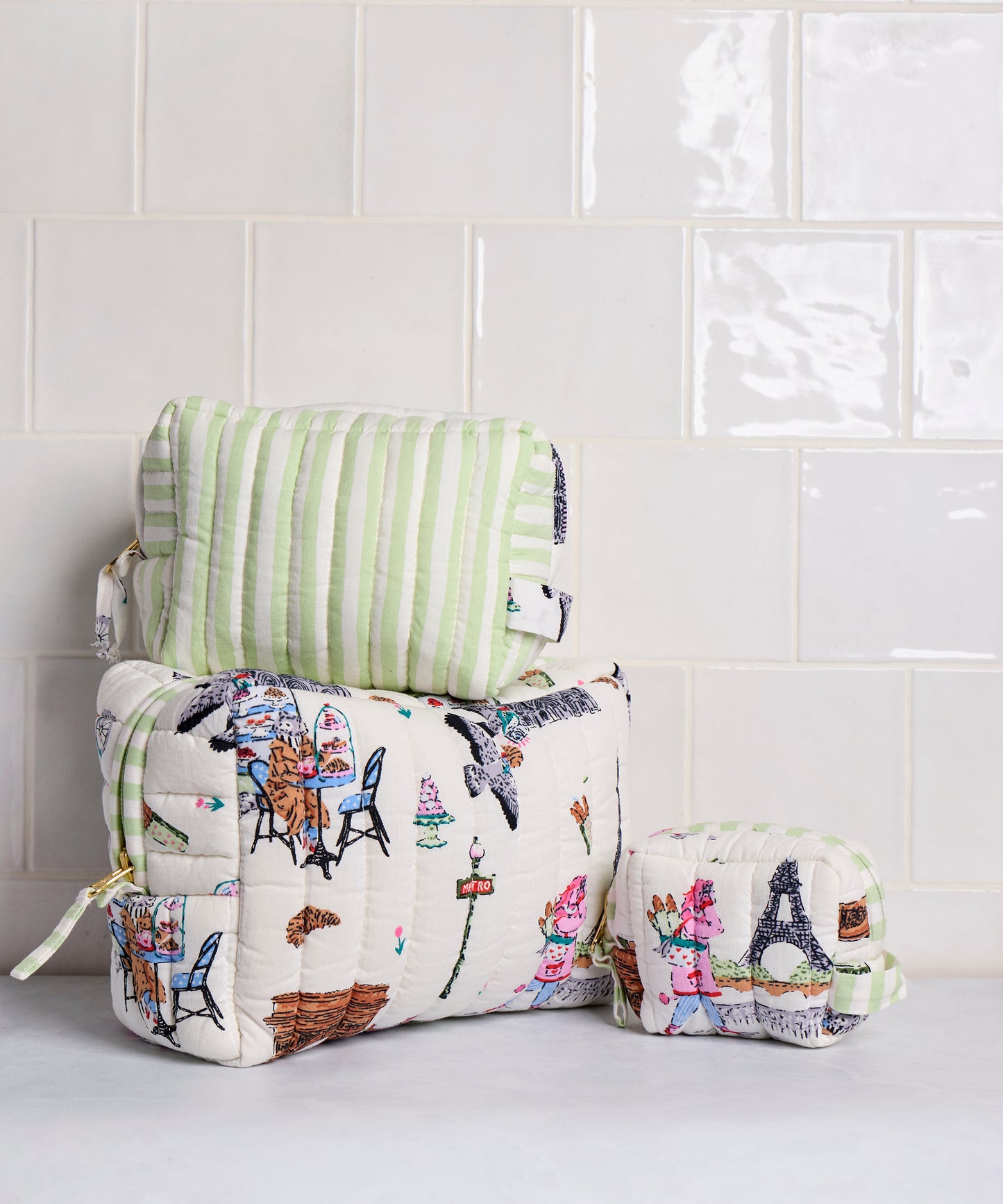 Paris Getaway - Three's Best Pouch Set - Cloud - Printfresh