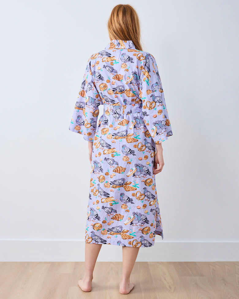 Peckish Pastries - Long Robe - Lavender Lovebird - Printfresh