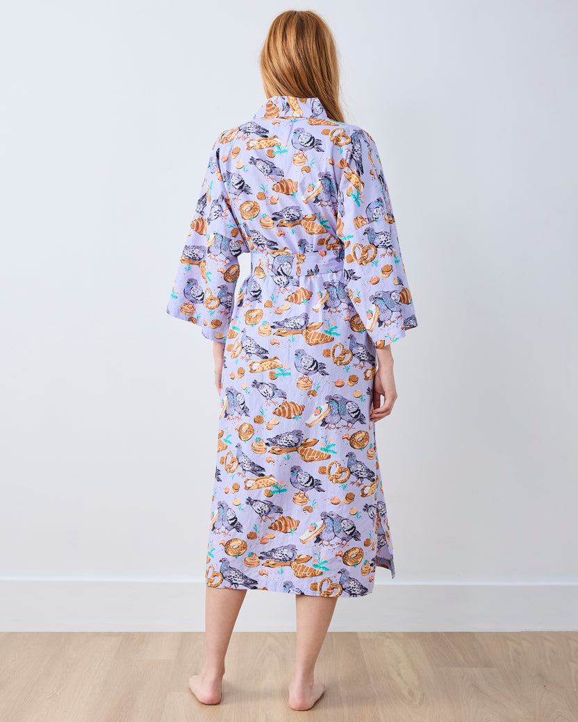 Peckish Pastries - Long Robe - Lavender Lovebird - Printfresh