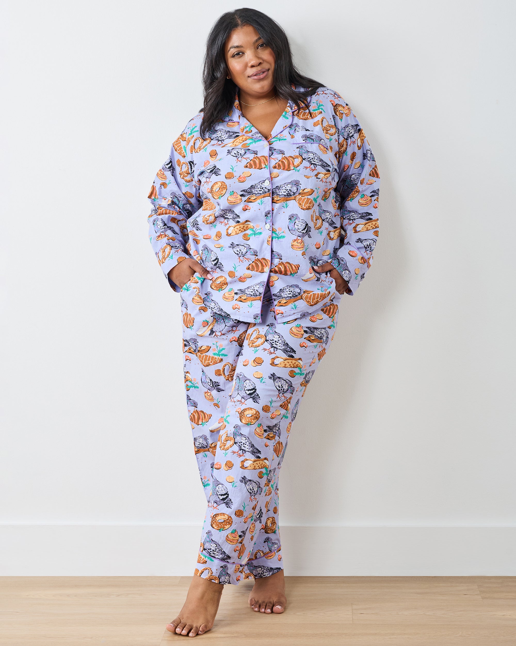 bonjour diary pyjama set ＋bag 6y Peckish Pastries - Long PJ Set - Lavender Lovebird – Printfresh