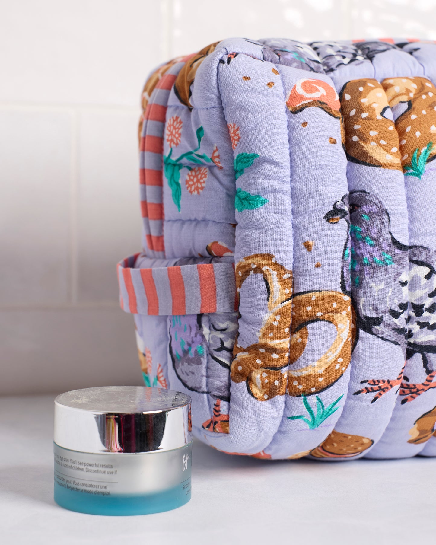 Peckish Pastries - Quilted Pouch - Lavender Lovebird - Printfresh