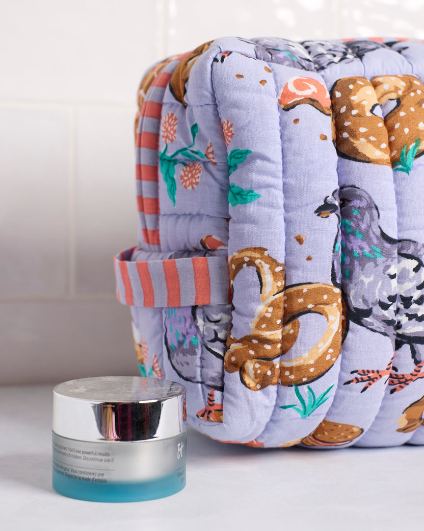 Peckish Pastries - Quilted Pouch - Lavender Lovebird - Printfresh