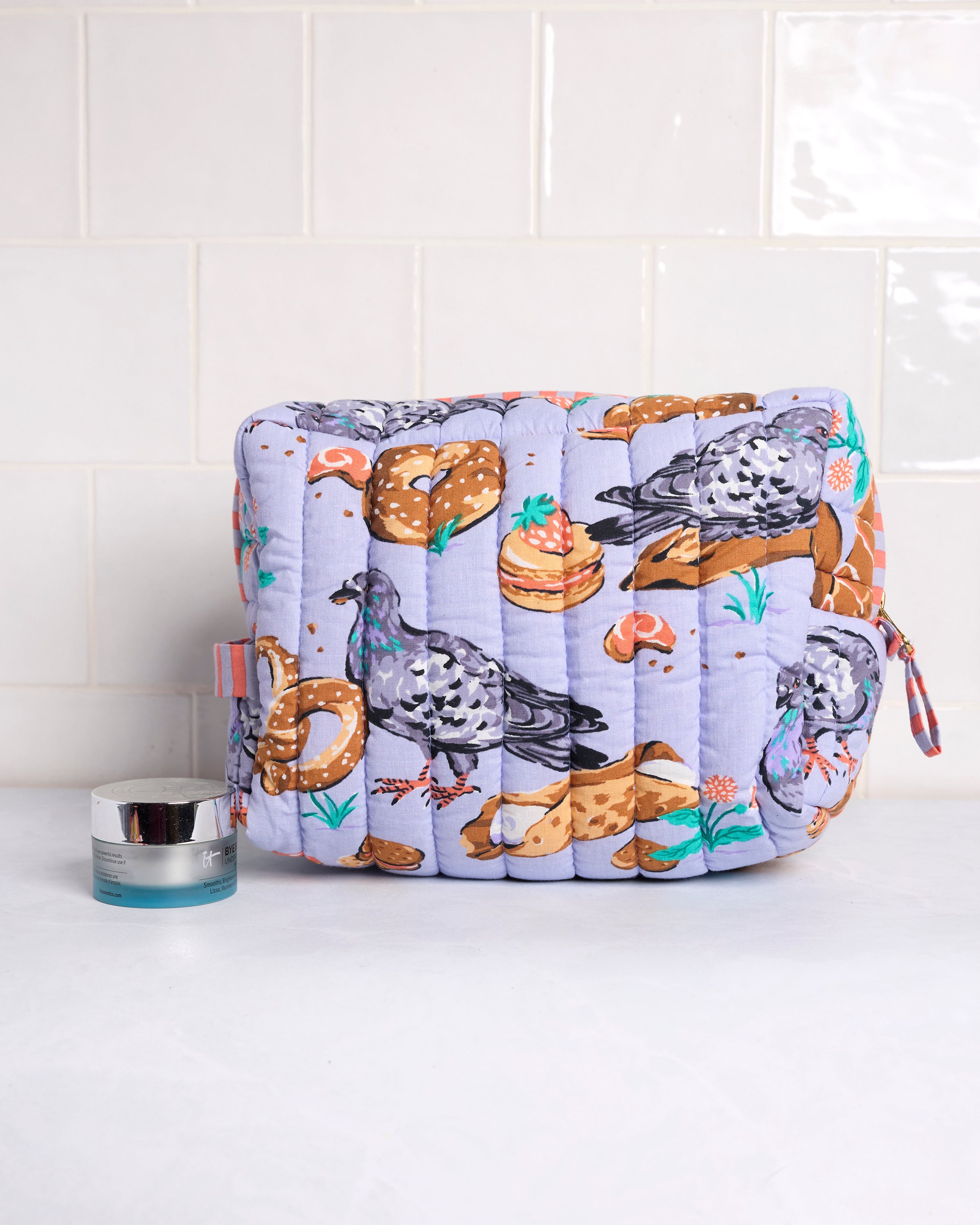 Peckish Pastries - Quilted Pouch - Lavender Lovebird – Printfresh