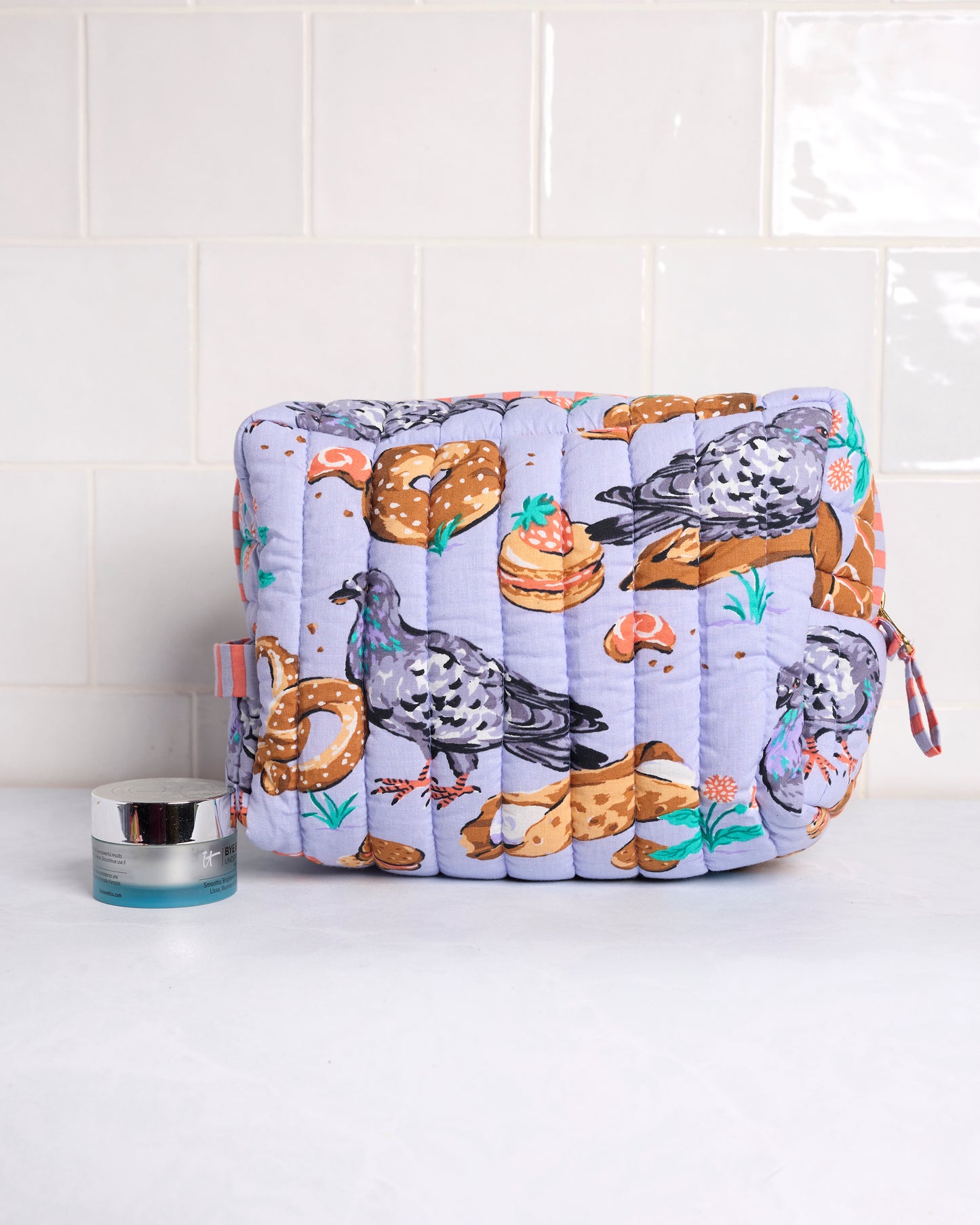 Peckish Pastries - Quilted Pouch - Lavender Lovebird - Printfresh