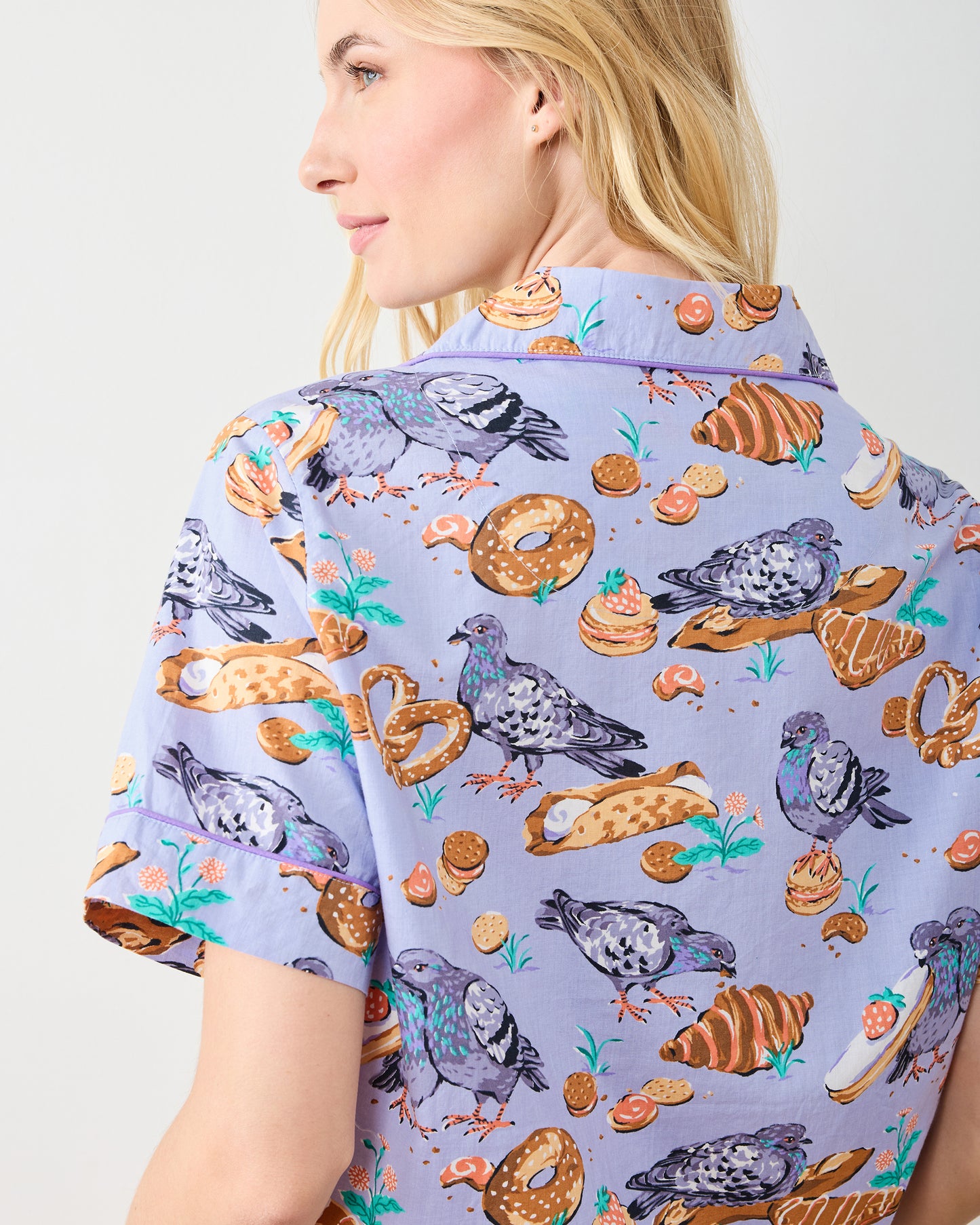 Peckish Pastries - Short PJ Set - Lavender Lovebird - Printfresh