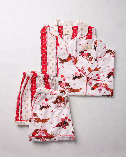 Sweetheart Stripes & Dachshund Date - Short PJ Set Bundle - Multi - Printfresh