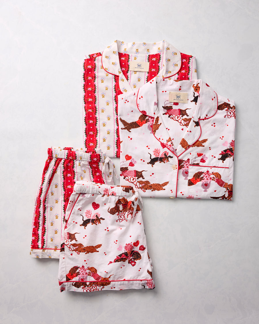 Sweetheart Stripes & Dachshund Date - Short PJ Set Bundle - Multi - Printfresh