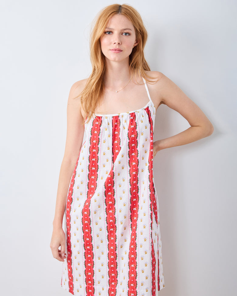 Sweetheart Stripes - Cami Nightgown - Cherry Cola - Printfresh