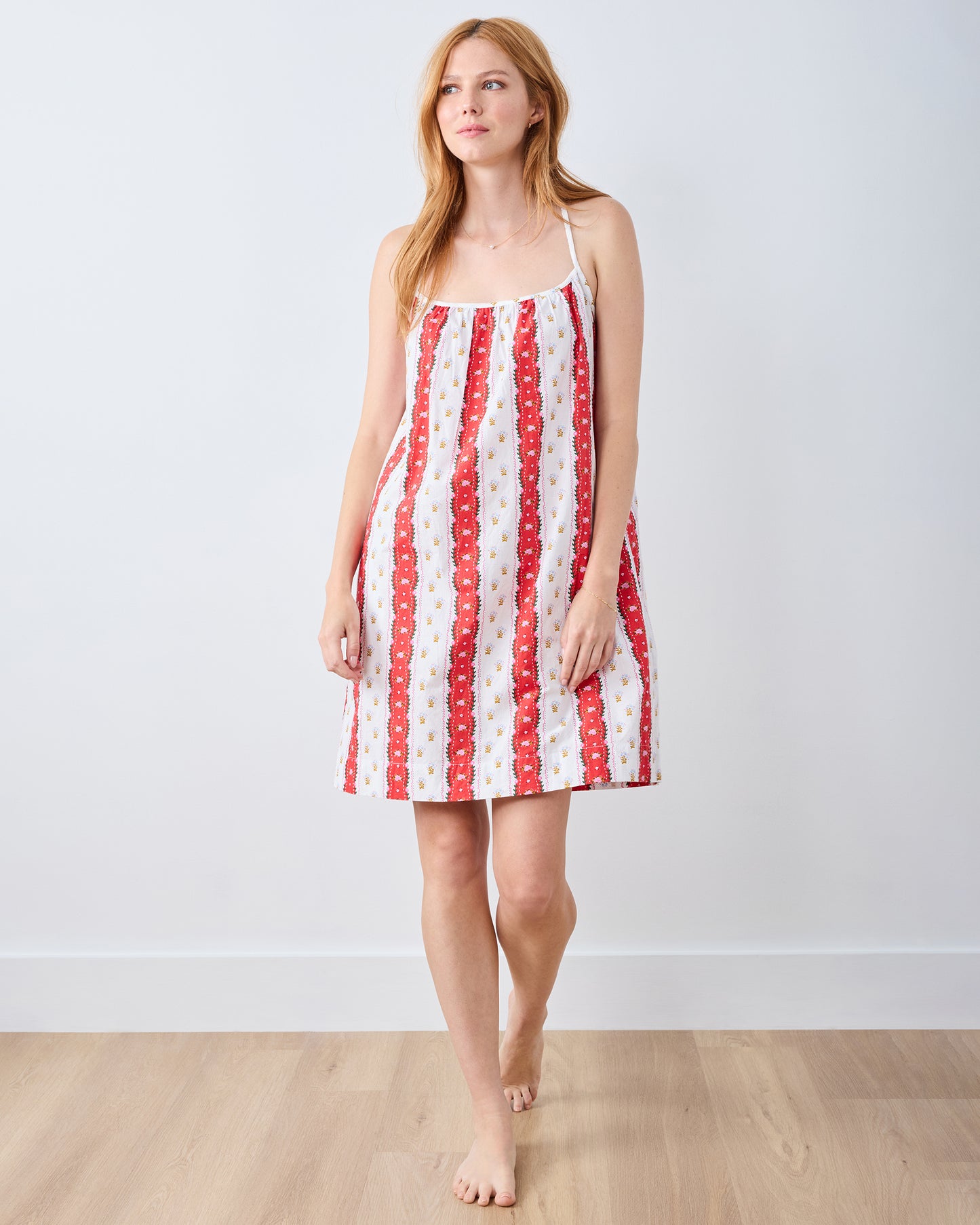 Sweetheart Stripes - Cami Nightgown - Cherry Cola - Printfresh