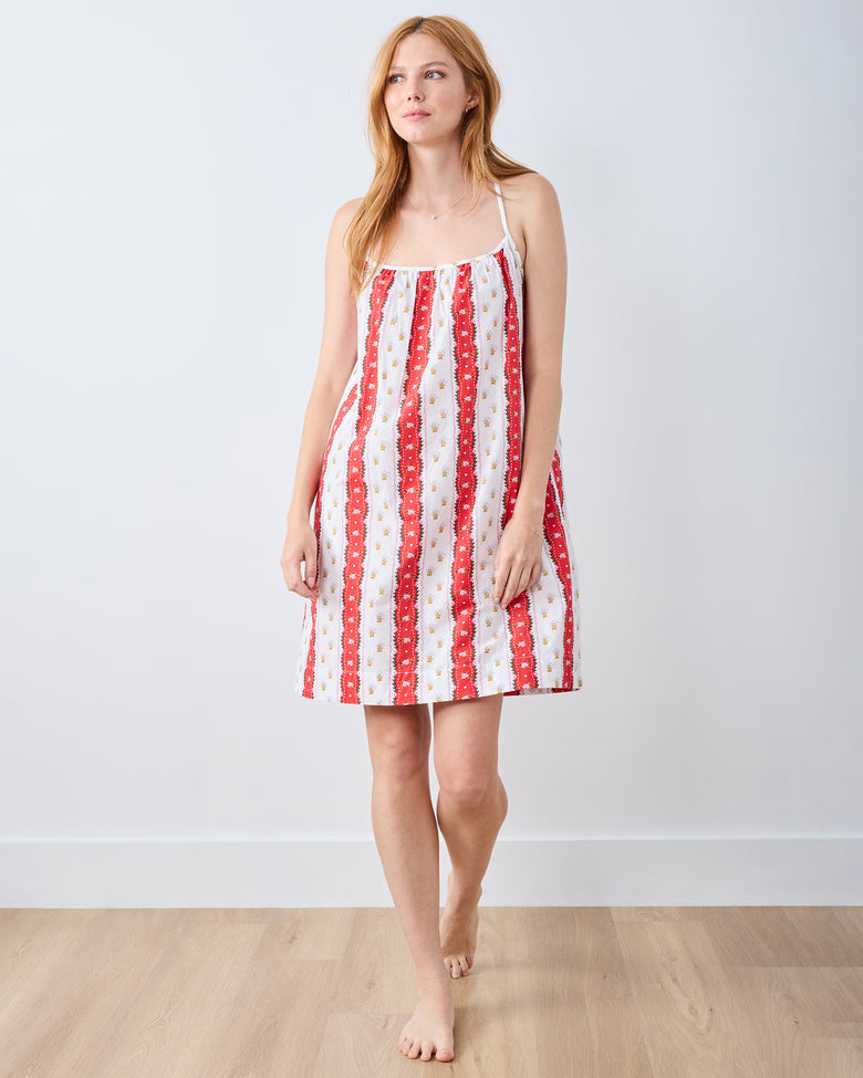 Sweetheart Stripes - Cami Nightgown - Cherry Cola - Printfresh