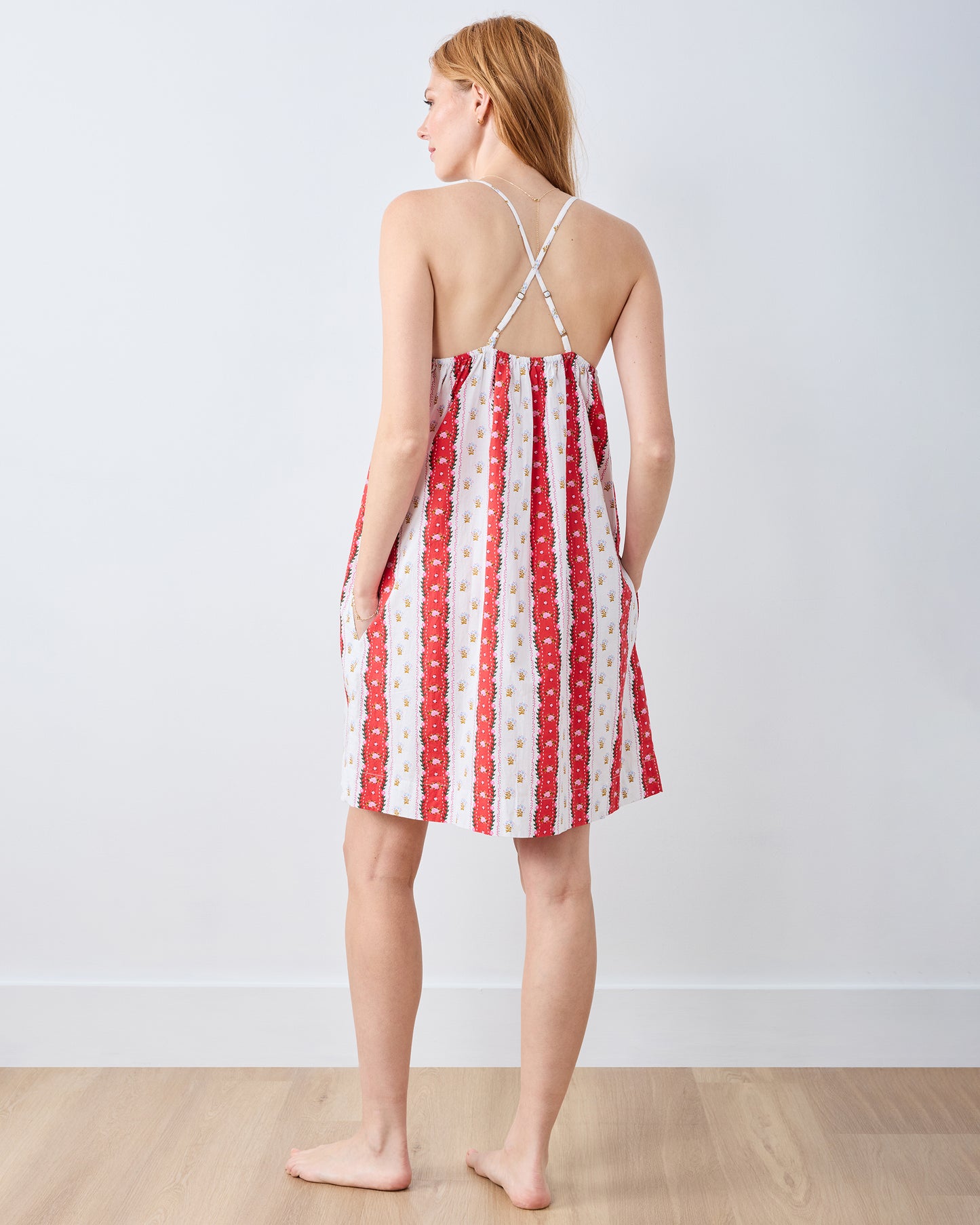 Sweetheart Stripes - Cami Nightgown - Cherry Cola - Printfresh
