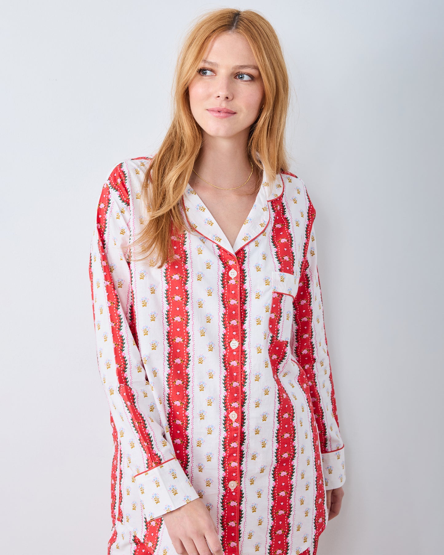 Sweetheart Stripes - Long PJ Set - Cherry Cola - Printfresh