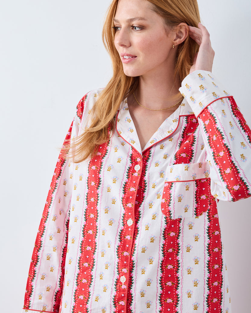 Sweetheart Stripes - Long PJ Set - Cherry Cola - Printfresh