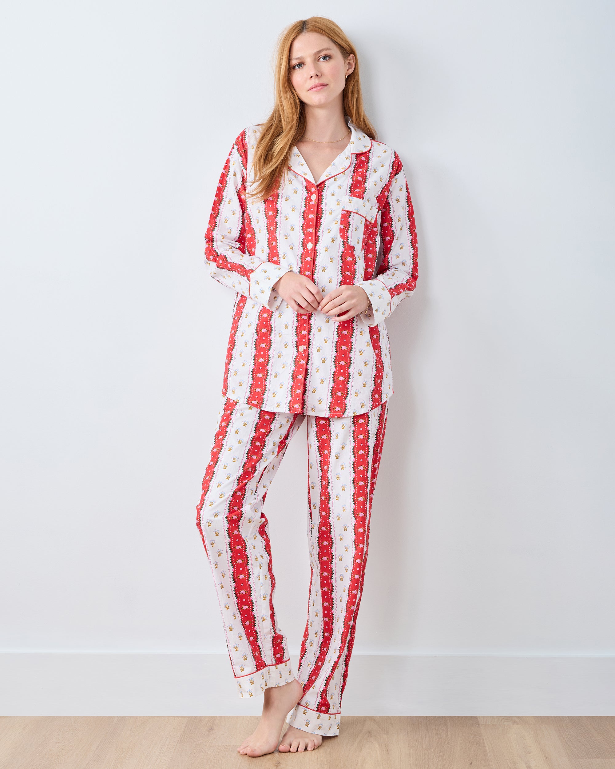 Sweetheart Stripes - Long PJ Set - Cherry Cola – Printfresh