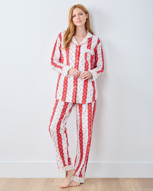 Sweetheart Stripes - Long PJ Set - Cherry Cola - Printfresh