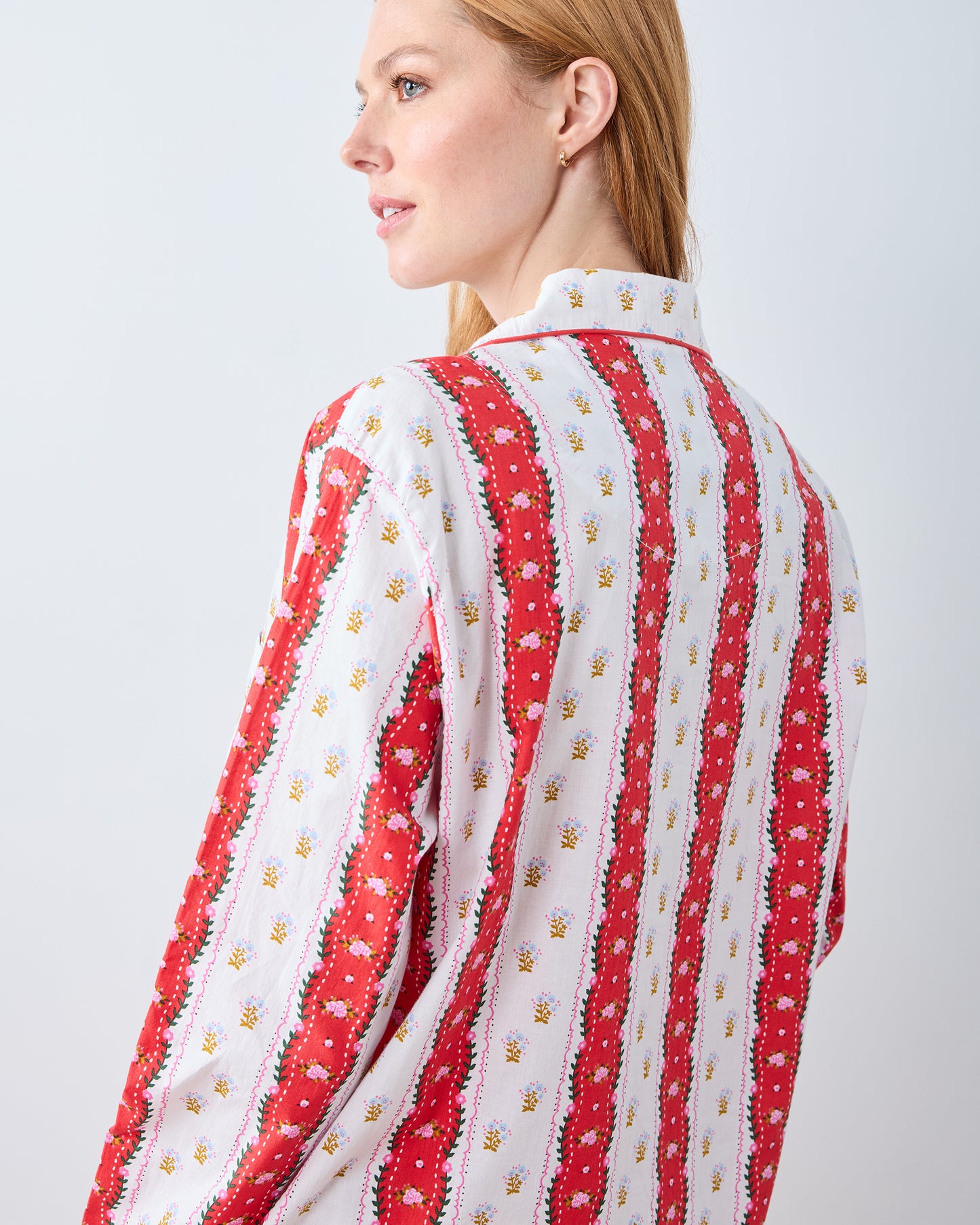 Sweetheart Stripes - Long PJ Set - Cherry Cola - Printfresh