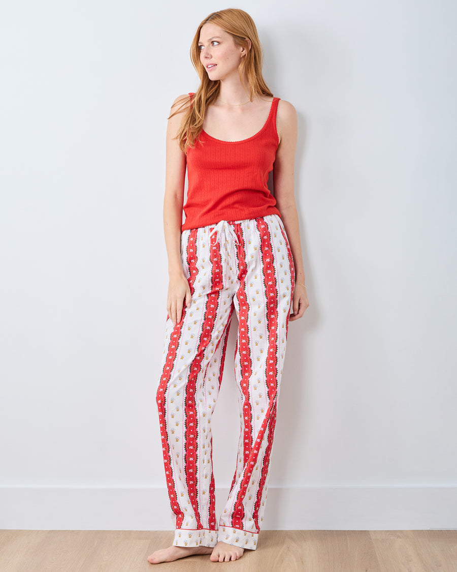 Sweetheart Stripes - PJ Pants - Cherry Cola - Printfresh