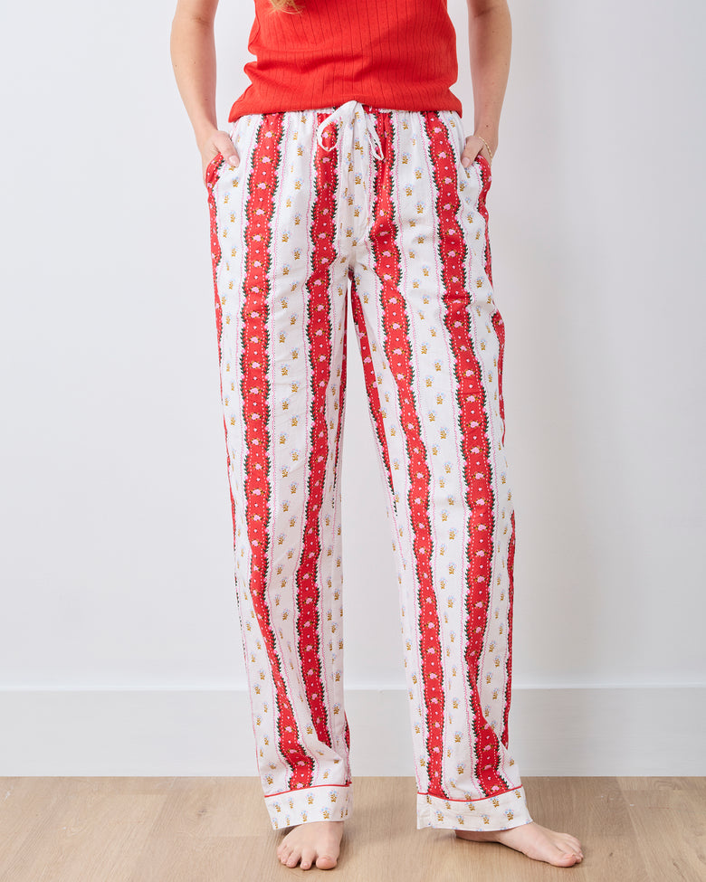 Sweetheart Stripes - PJ Pants - Cherry Cola - Printfresh