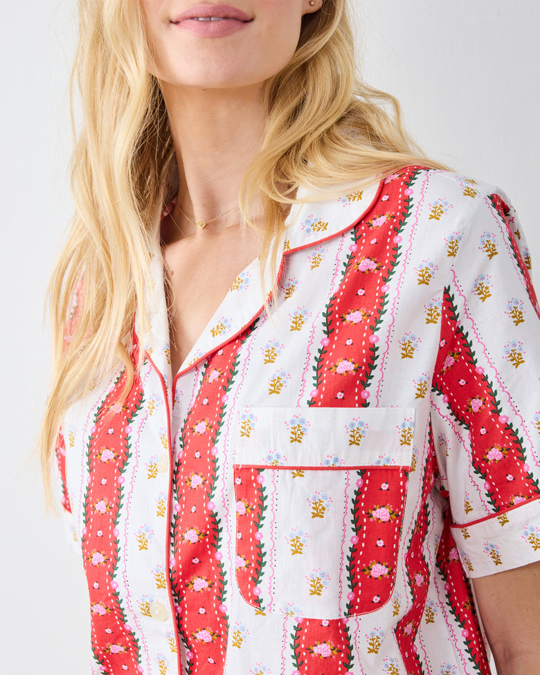Sweetheart Stripes - Short PJ Set - Cherry Cola - Printfresh