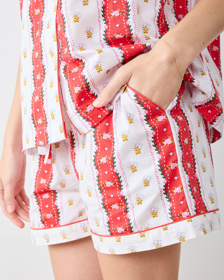 Sweetheart Stripes - Short PJ Set - Cherry Cola - Printfresh