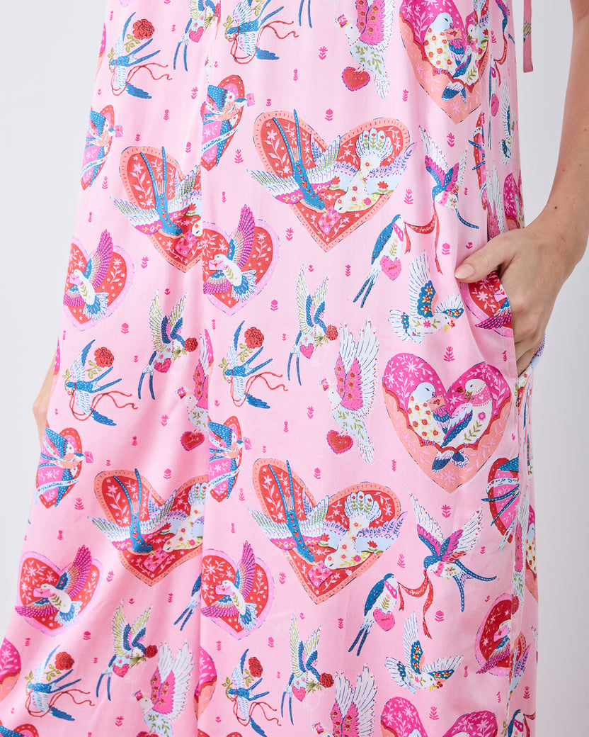 Swooning Sparrows - Eco Satin Jaipur Jumpsuit - Pink Petal - Printfresh