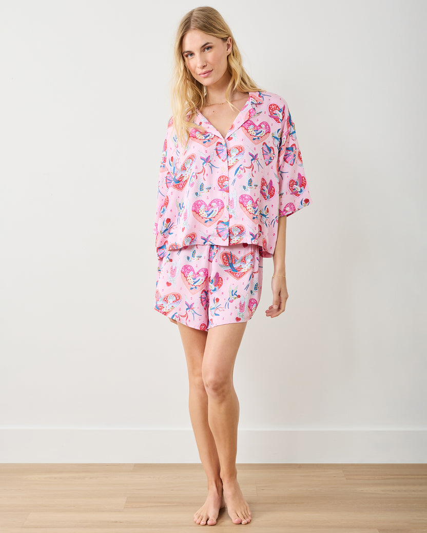 Swooning Sparrows - Eco Satin Sweet Dreams Set - Pink Petal - Printfresh