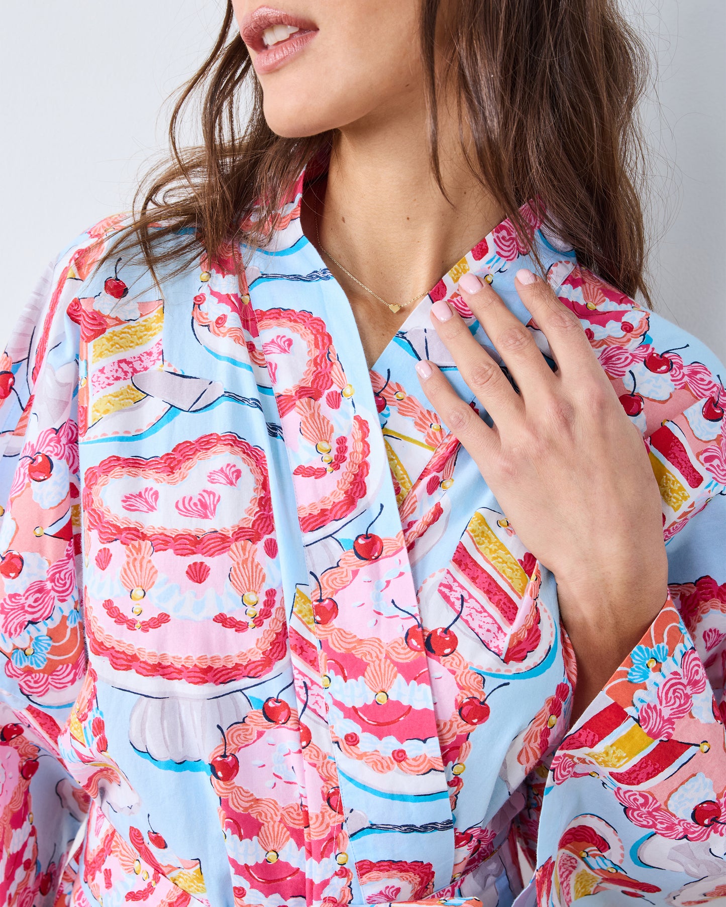 Vintage Cakes - Long Robe - Pale Blue - Printfresh