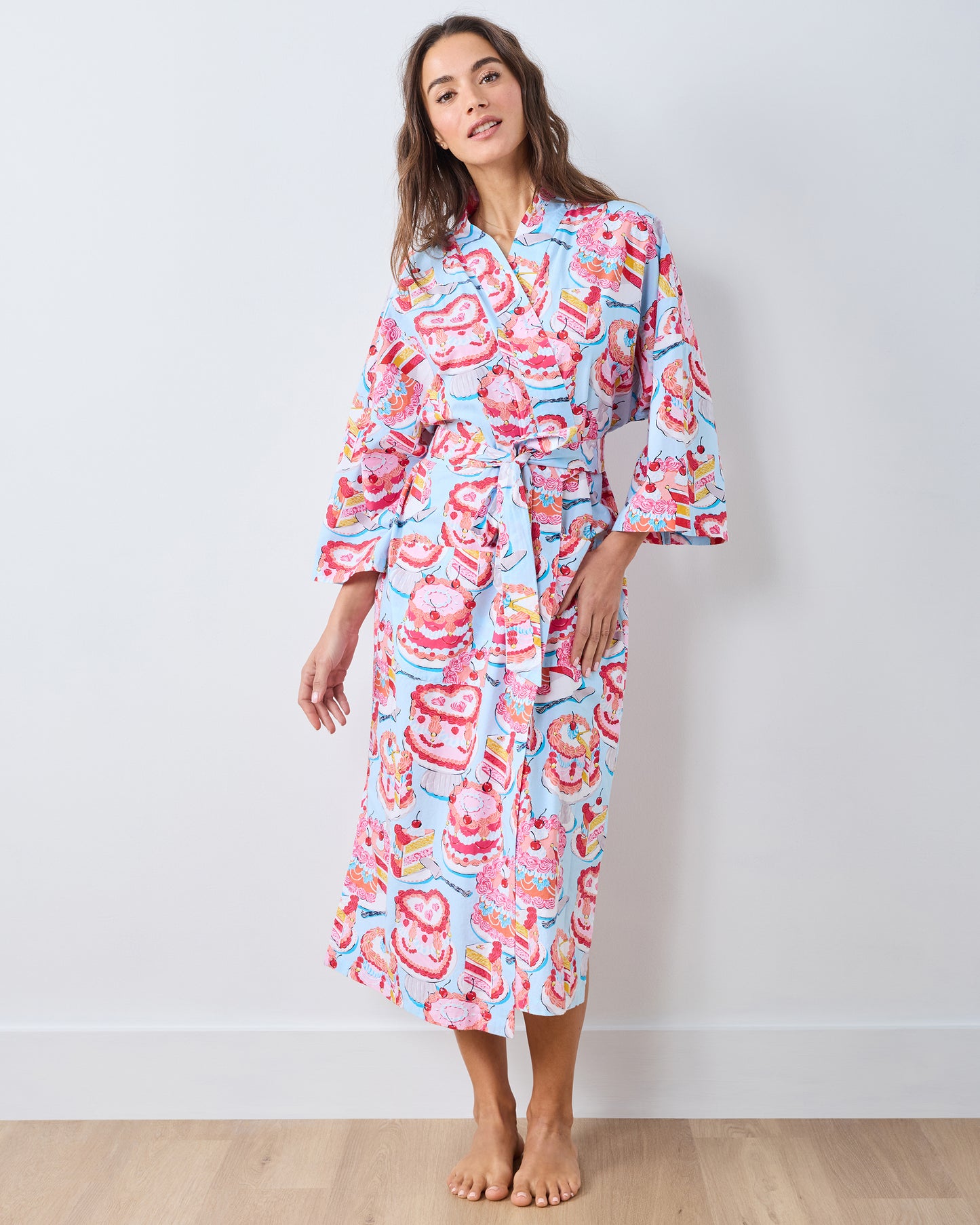 Vintage Cakes - Long Robe - Pale Blue - Printfresh