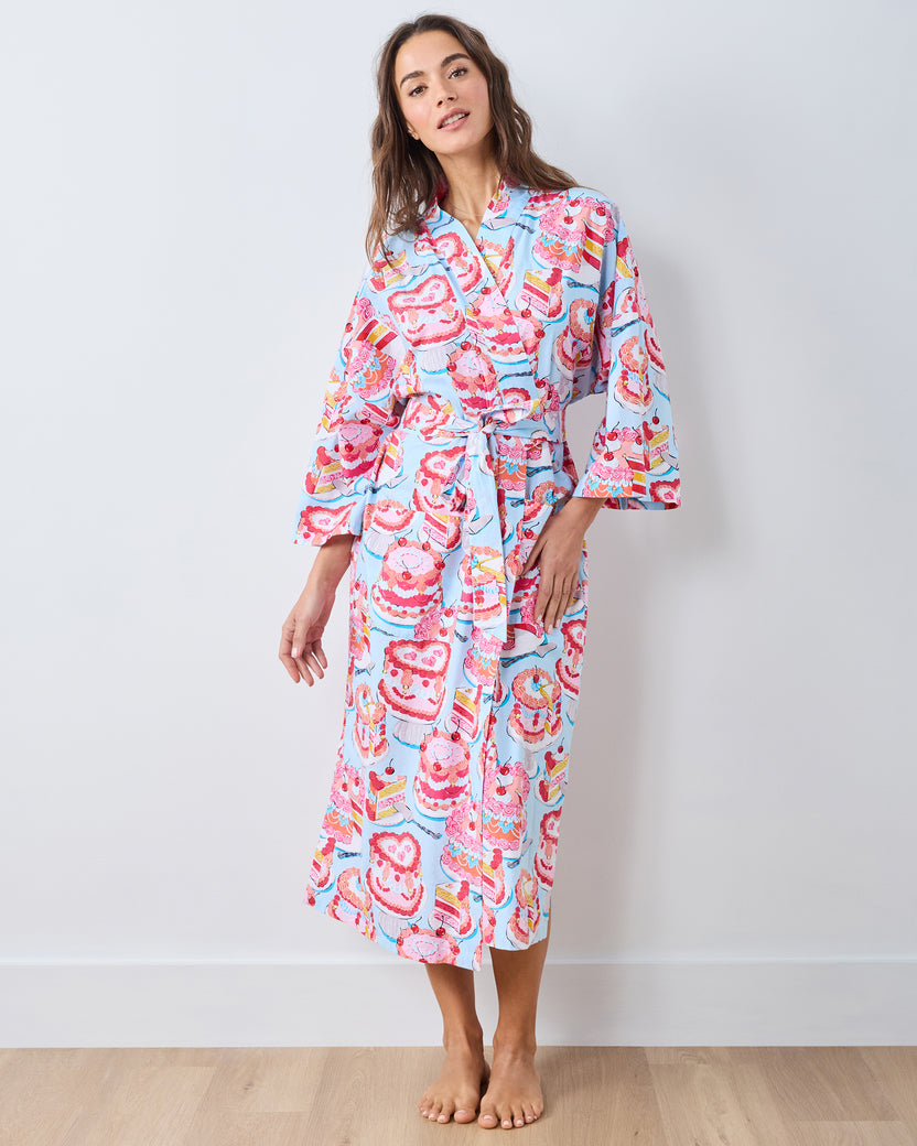 Vintage Cakes - Long Robe - Pale Blue - Printfresh