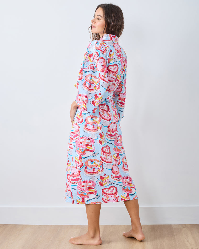 Vintage Cakes - Long Robe - Pale Blue - Printfresh