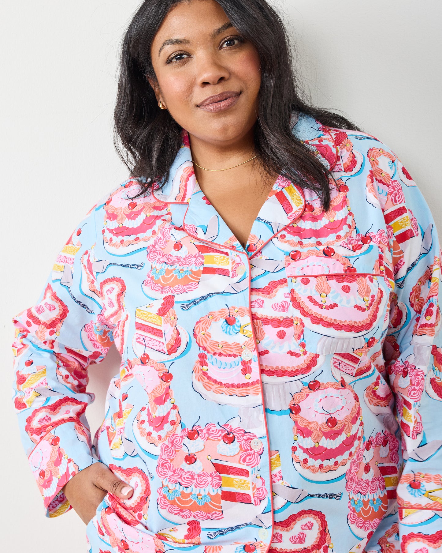 Vintage Cakes - Tall Long PJ Set - Blue Buttercream