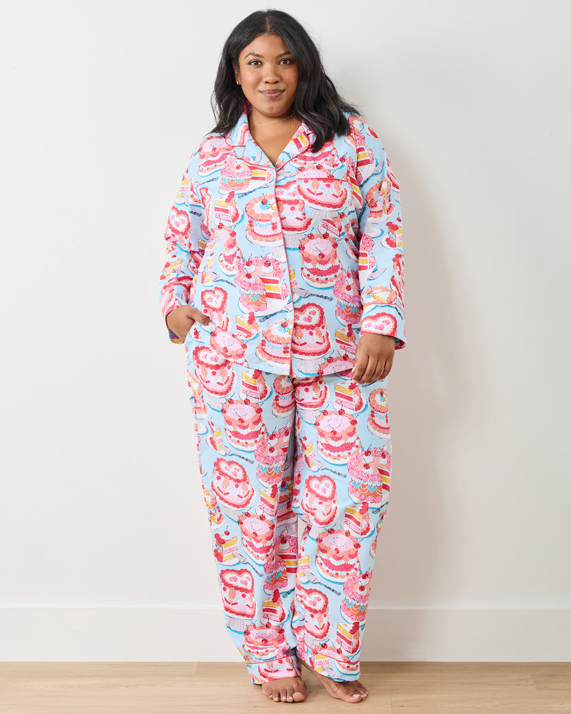 Vintage Cakes - Long PJ Set - Pale Blue - Printfresh