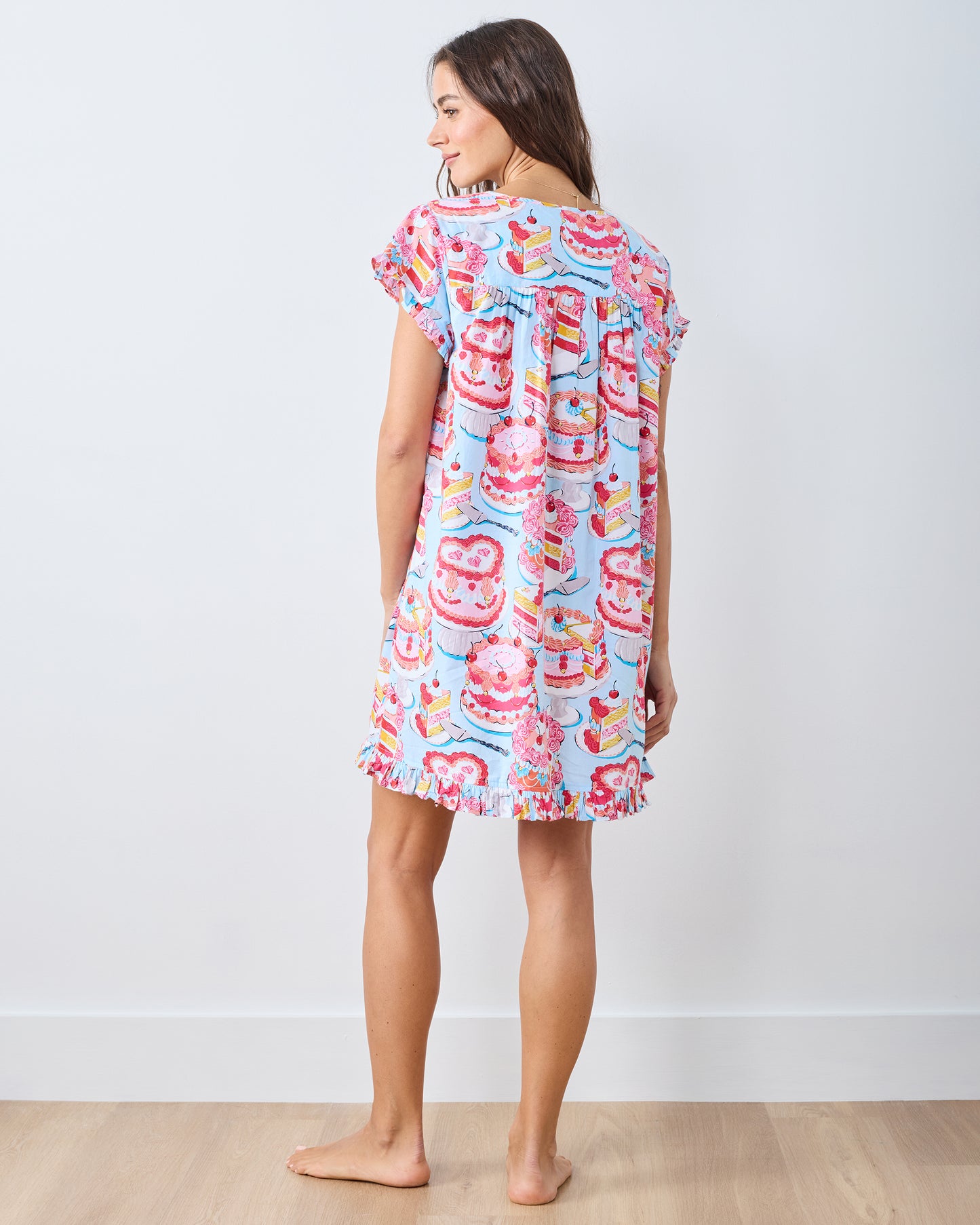 Vintage Cakes - Pintuck Nightgown - Pale Blue - Printfresh