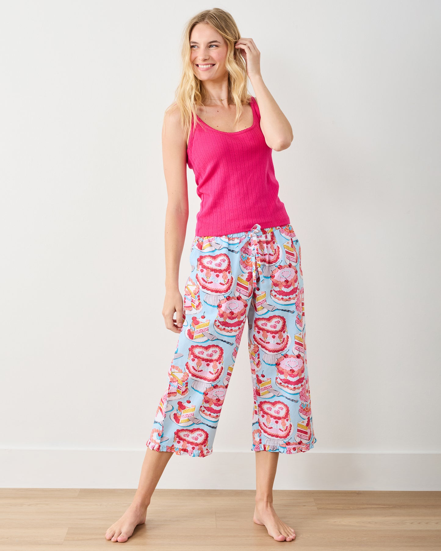 Vintage Cakes - Ruffle Cropped Pants - Blue Buttercream - Printfresh