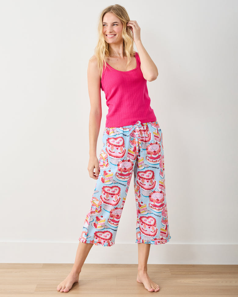 Vintage Cakes - Ruffle Cropped Pants - Blue Buttercream - Printfresh