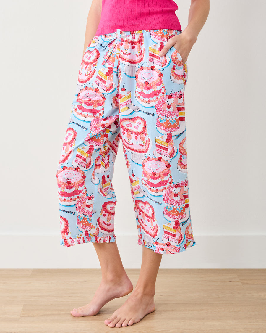Vintage Cakes - Ruffle Cropped Pants - Blue Buttercream - Printfresh