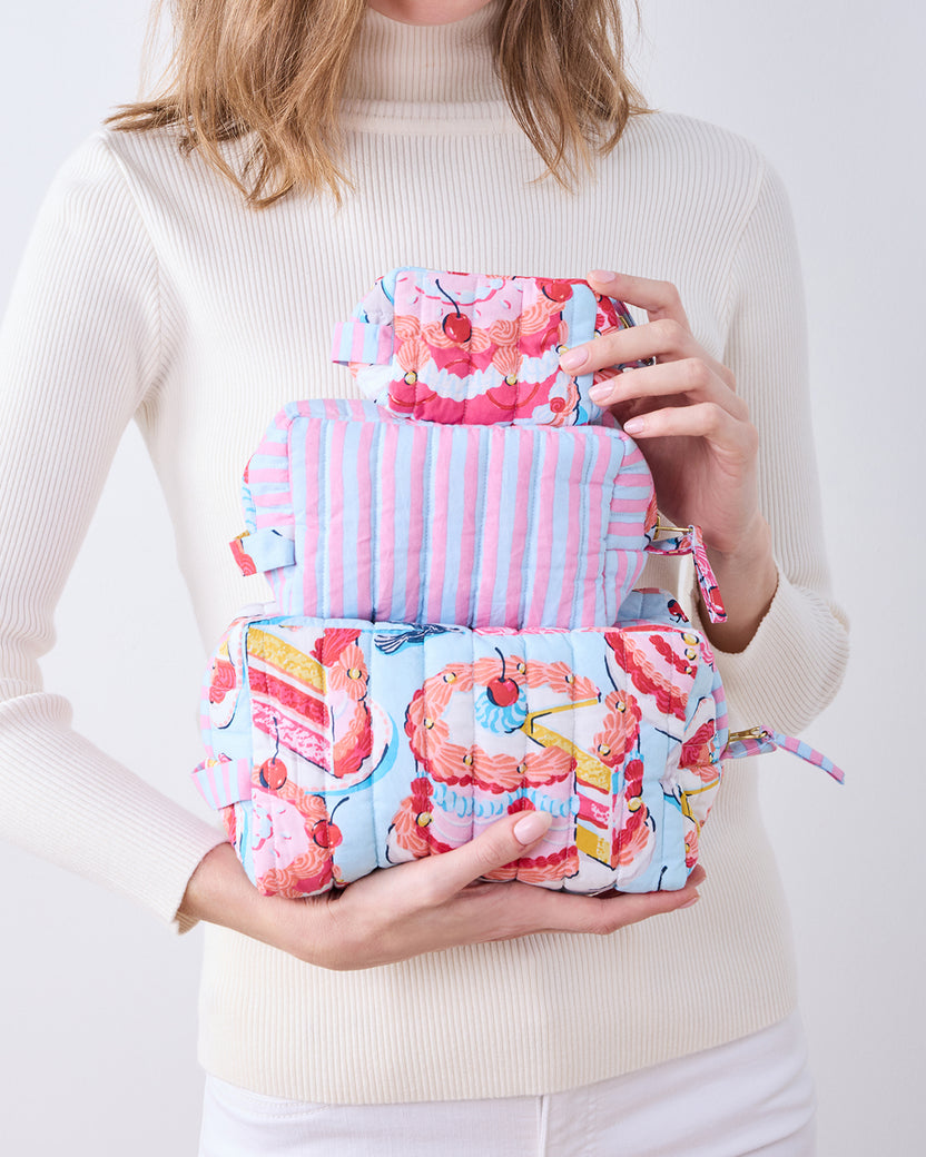 Vintage Cakes - Three's Best Pouch Set - Pale Blue - Printfresh