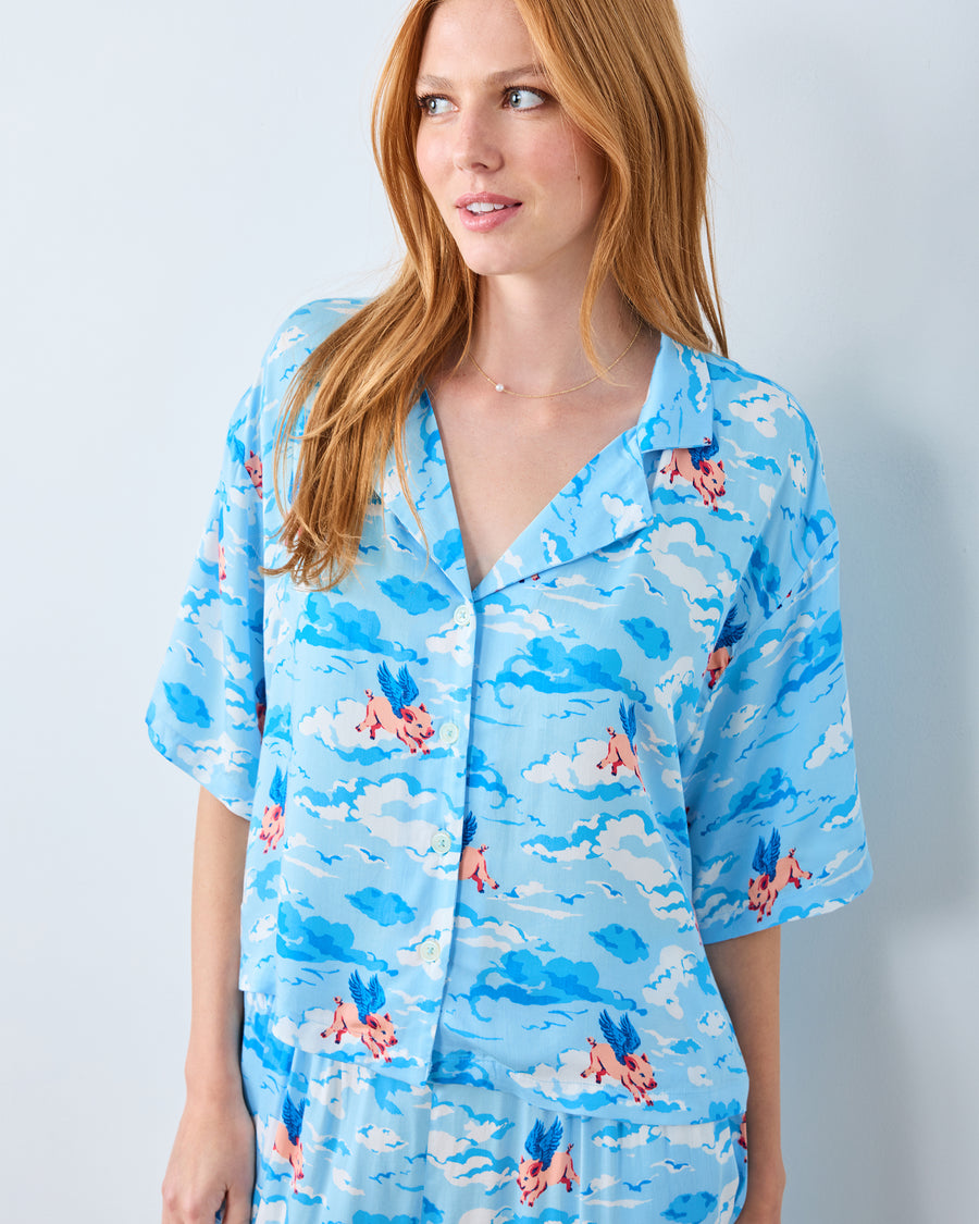 When Pigs Fly - Eco Satin Sweet Dreams Set - Pale Blue - Printfresh