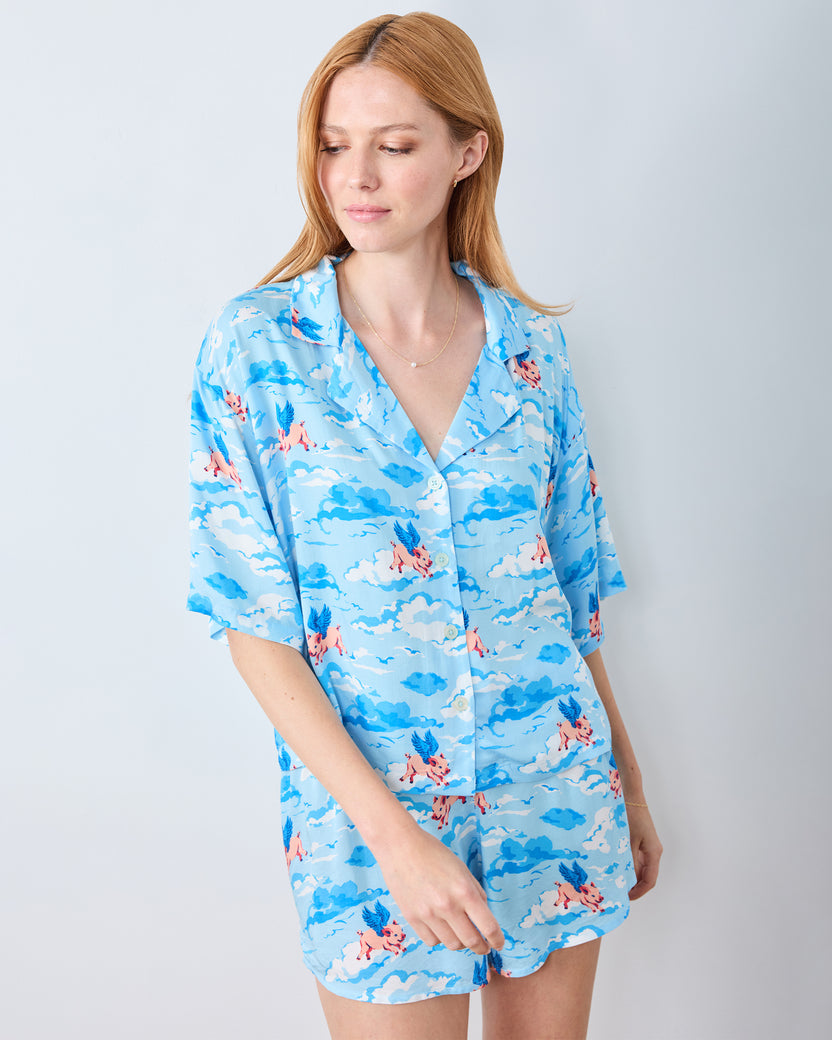 When Pigs Fly - Eco Satin Sweet Dreams Set - Pale Blue - Printfresh