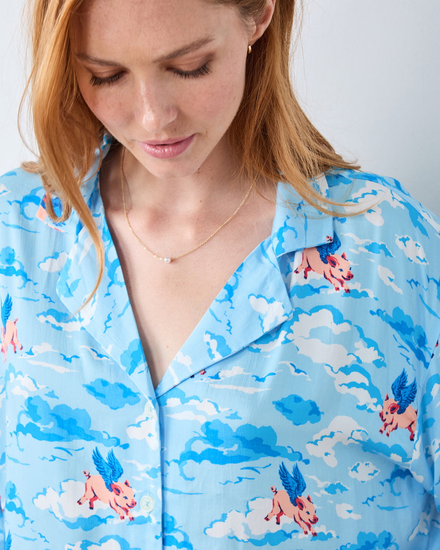 When Pigs Fly - Eco Satin Sweet Dreams Set - Pale Blue - Printfresh