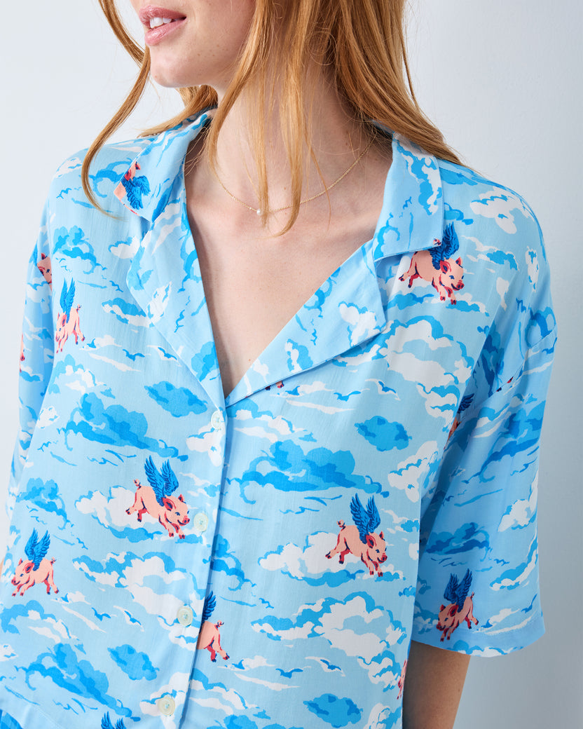 When Pigs Fly - Eco Satin Sweet Dreams Set - Pale Blue - Printfresh