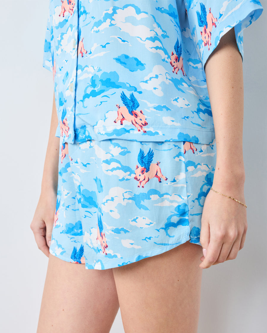 When Pigs Fly - Eco Satin Sweet Dreams Set - Pale Blue - Printfresh