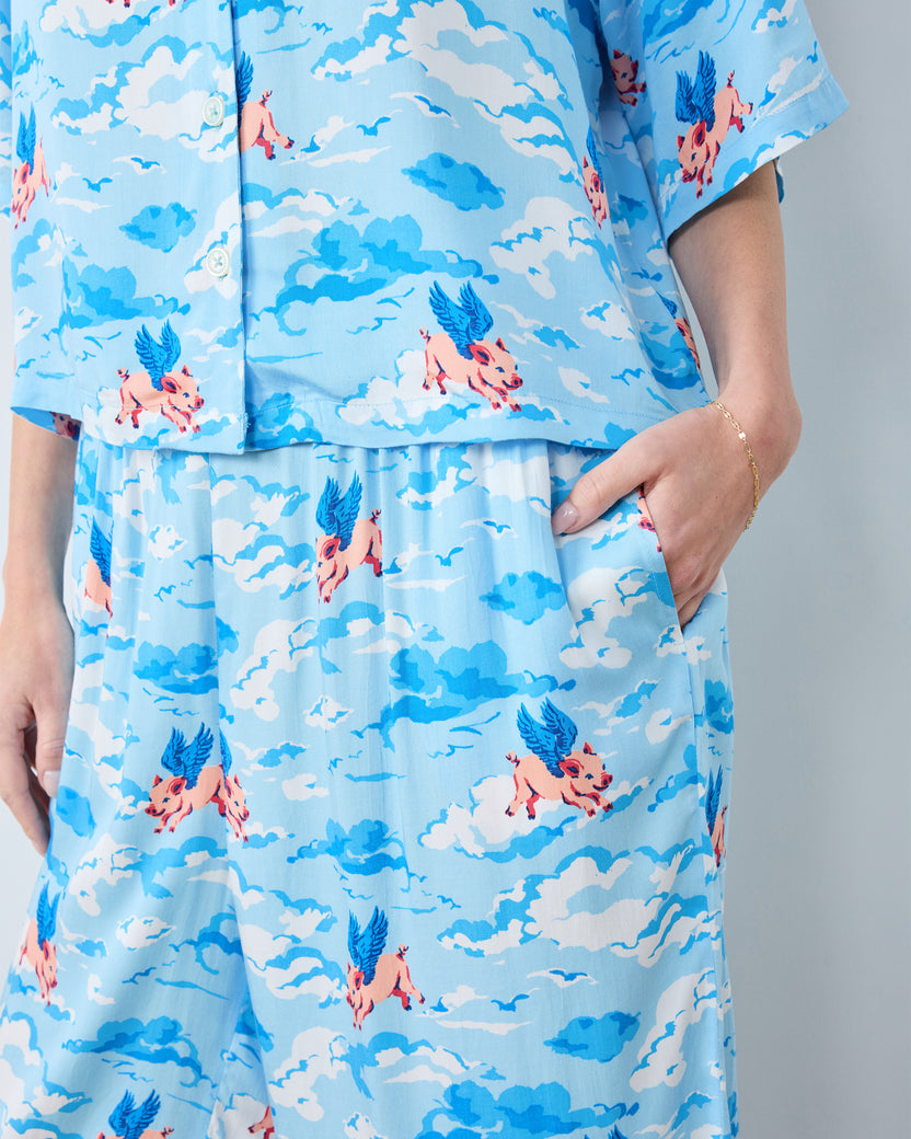 When Pigs Fly - Eco Satin Sweet Dreams Set - Pale Blue - Printfresh