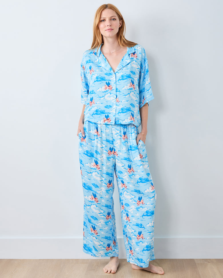 When Pigs Fly - Eco Satin Sweet Dreams Set - Pale Blue - Printfresh