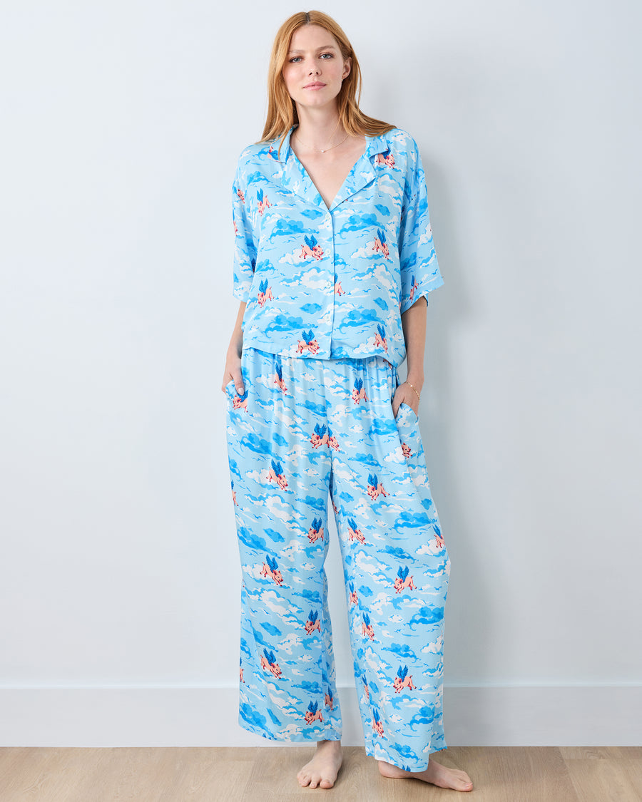 When Pigs Fly - Eco Satin Sweet Dreams Set - Pale Blue - Printfresh