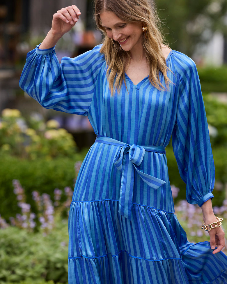 blue stripe dress Long-Sleeve Midi Dress in Vintage Stripe | Women's S