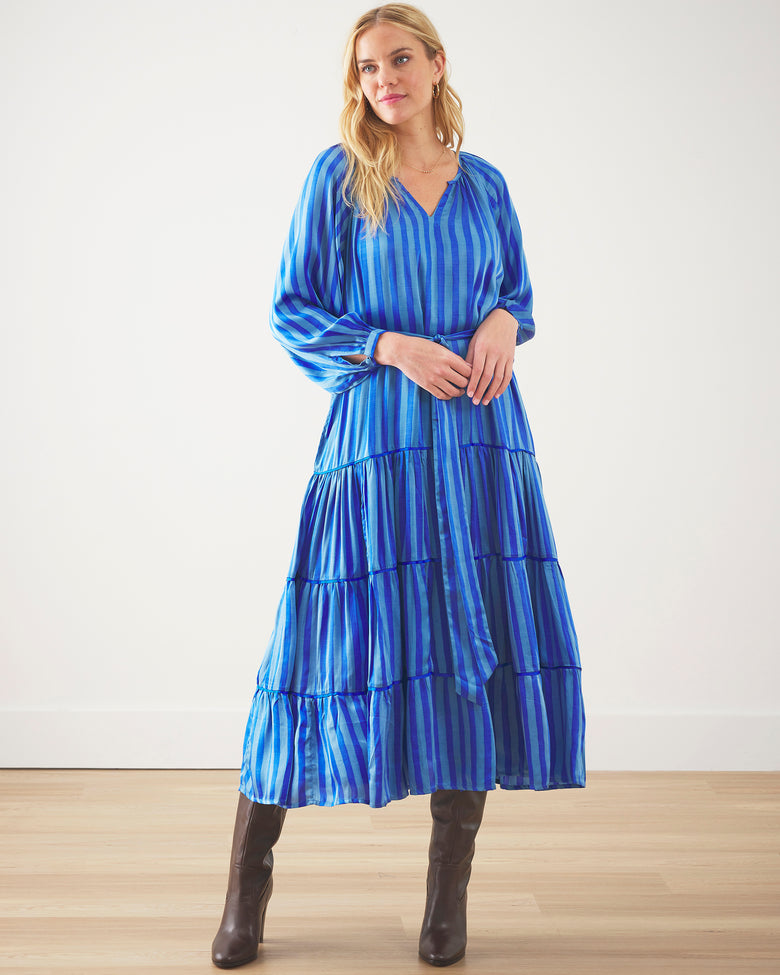 Vintage Stripe - City Lights Dress - Mediterranean Tile - Printfresh